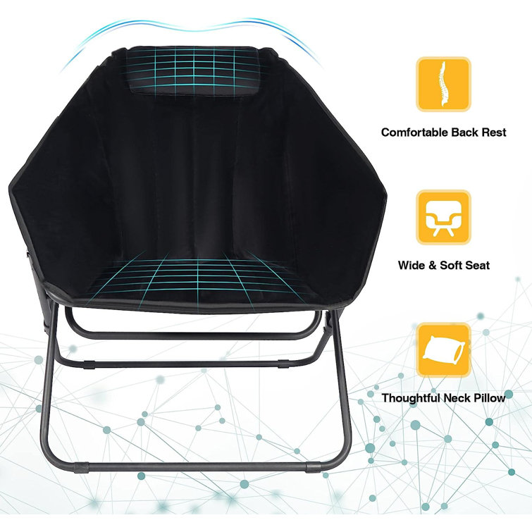 Wrought Studio™ Velvet Oversized Folding Saucer Chairs for Adults